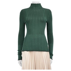 Victoria Beckham Green Long Sleeve Turtleneck Top Size S