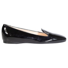 Prada Black Patent Flat Heel Loafers Size IT 38
