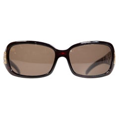 Fendi Brown Rectangle Crystal FF Sunglasses