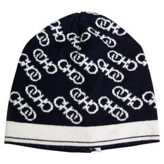 Jimmy Choo Navy Wool Monogram Beanie