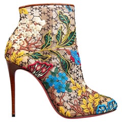 Christian Louboutin Floral Croc Embossed Boots Size IT 40.5