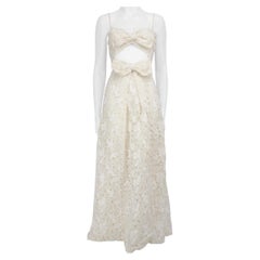 Zimmermann White Silk Corsage Bow Guipure Maxi Dress Size S
