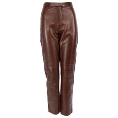 Ralph Lauren Brown Leather Slim Trousers Size M