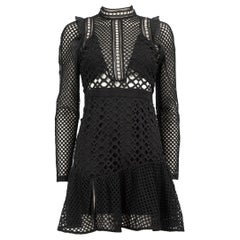 Self-Portrait Black Long Sleeve Mini Mesh Dress Size M