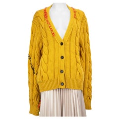 Marni Cardigan à col en V épais en laine jaune, taille S