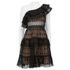 Self-Portrait mini-robe asymétrique en dentelle noire, taille S