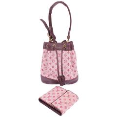Louis Vuitton Cherry Monogram Canvas Mini Lin Noelie Bag & Wallet - cerise/pink