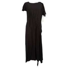 Yohji Yamamoto Y''s Black Drawstring Ruched Midi Dress Size S
