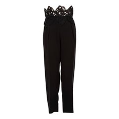 Max Mara Black Sleeveless Lace Detail Jumpsuit Size L