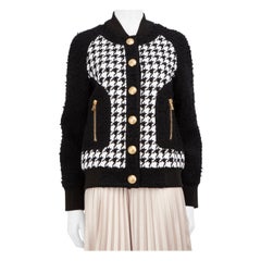 Balmain Black Houndstooth Tweed Buttoned Jacket Size XS