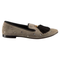 Giuseppe Zanotti Khaki Suede Tassel Flats Size UK 3.5