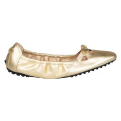 Tod's Gold Leather Cut Out Driving Shoes Size IT 37.5