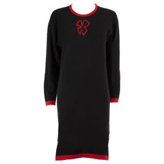 Jean Muir Vintage - Vestito al ginocchio in maglia nera - taglia L.