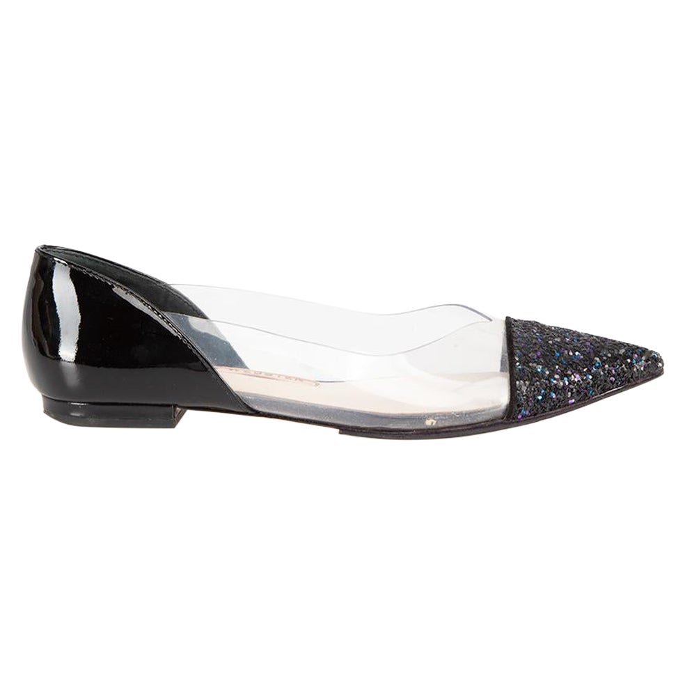 Sophia Webster Black Patent Daria 85 Glitter Flats Size UK 5 For Sale