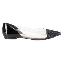 Sophia Webster Negro Patente Daria 85 Glitter Flats Talla UK 5