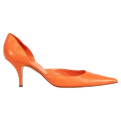 Balenciaga Orange Leather Pointed Toe Pumps Size IT 39.5