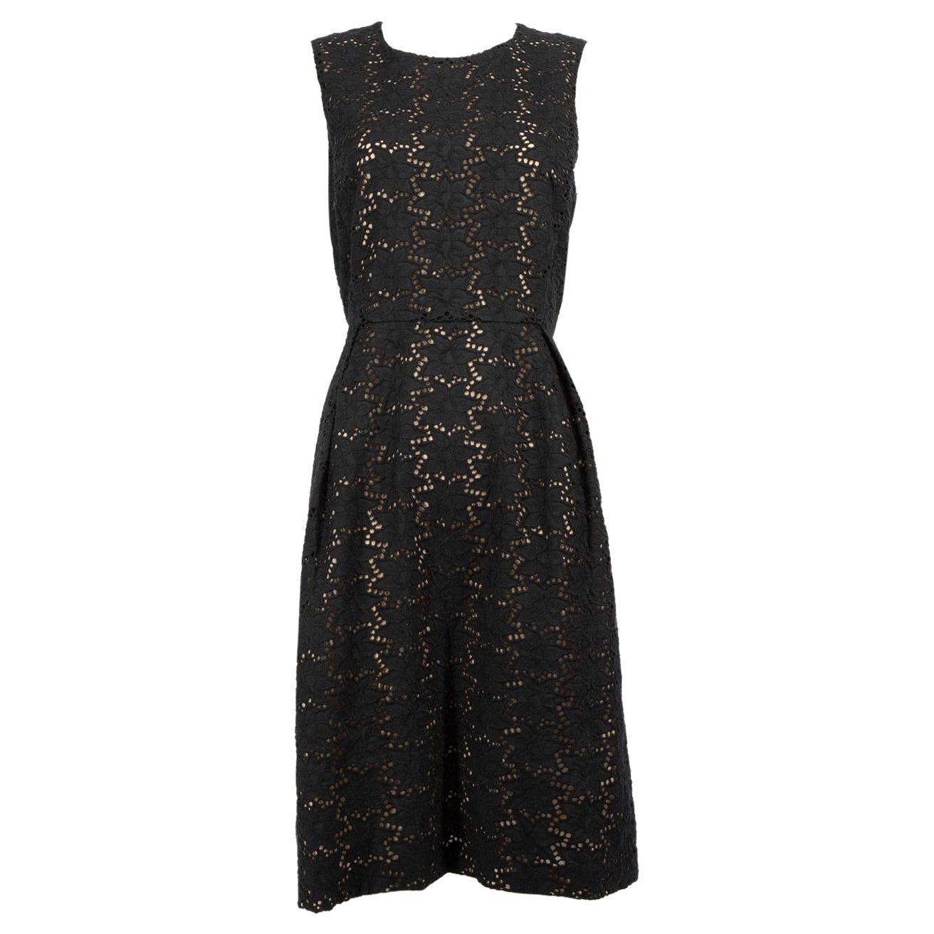 Max Mara Vestido negro de encaje floral sin mangas Talla L en venta
