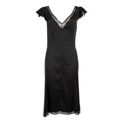D&G by DOLCE & GABBANA Abito in seta nera con rifiniture in pizzo taglia L.