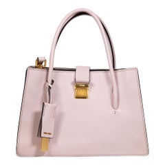 Miu Miu Pale Pink Leather Madras Push Lock Tote