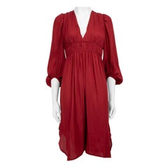 Halston Heritage Red V-Neck Ruched Dress Size M