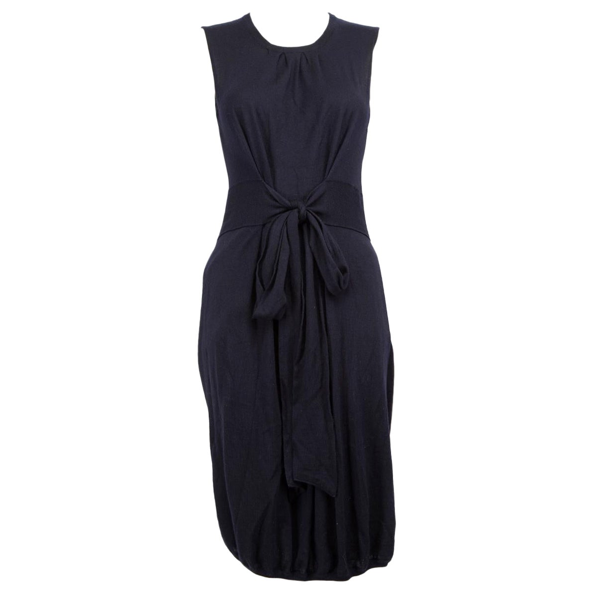 Brunello Cucinelli Blue Cashmere Belted Dress Size M For Sale