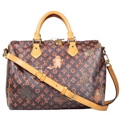 Louis Vuitton X Grace Coddington 2018 Brown Monogram Cat Print Speedy