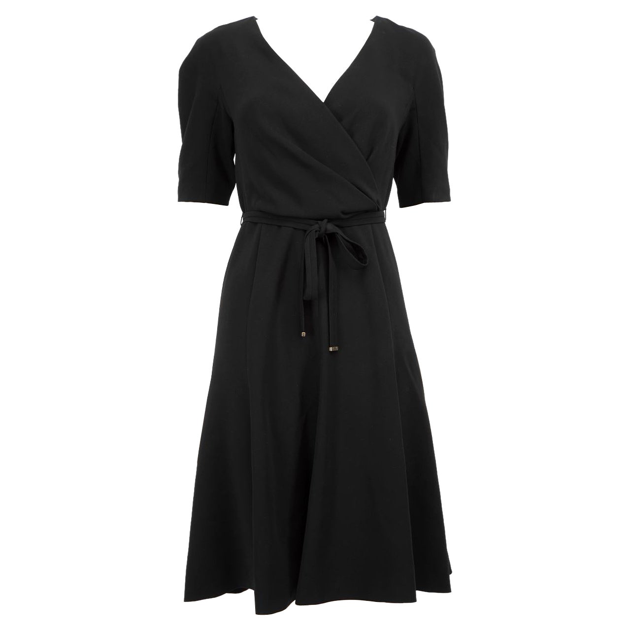 Max Mara Black Knee Length V-Neck Dress Size M For Sale