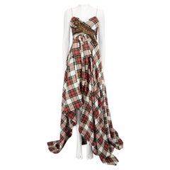 Gucci Crystal Embellished Tiger Tartan Gown Size S