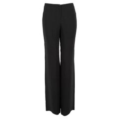 Chanel Black Silk Straight Leg Trousers Size L
