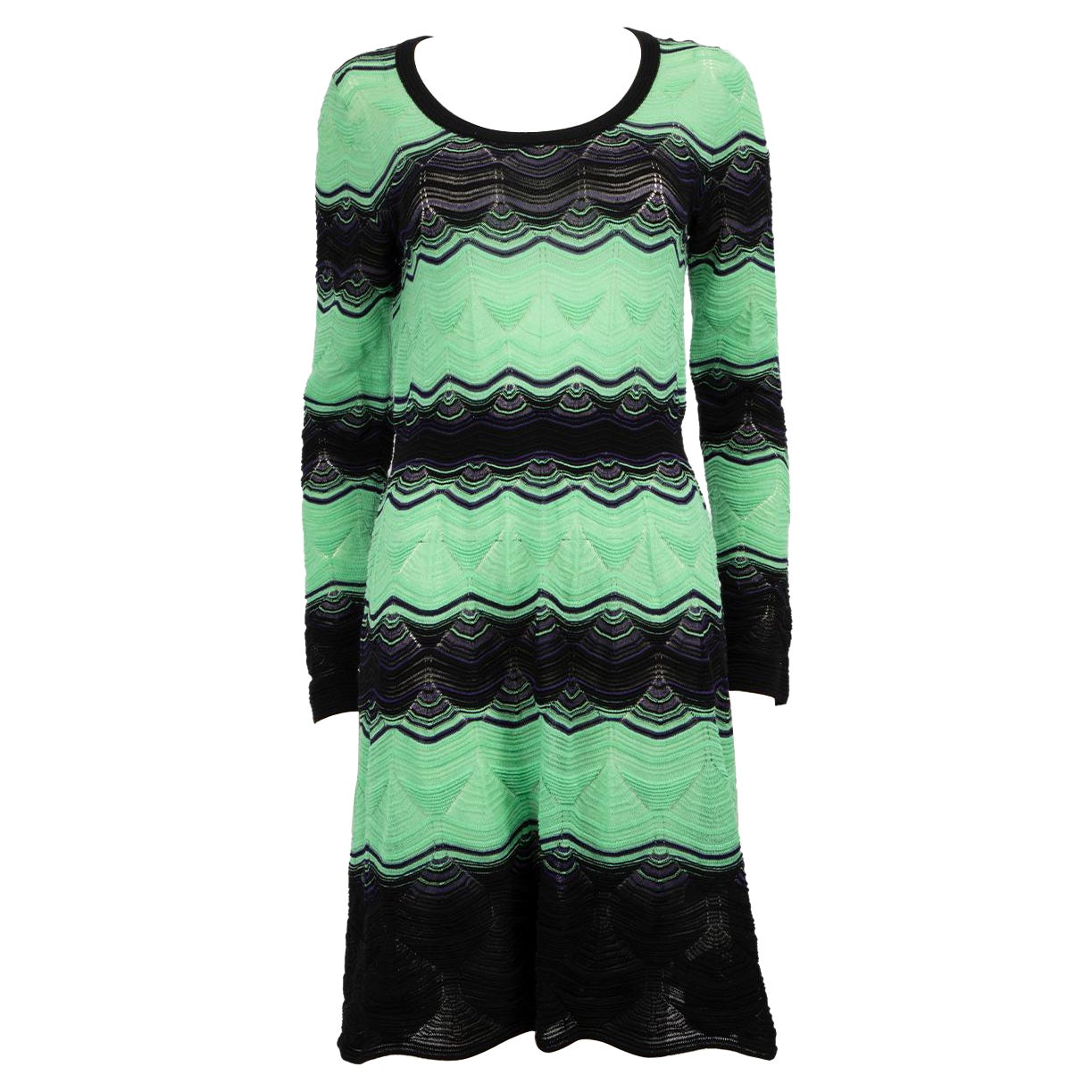 Missoni M Missoni gestreiftes knielanges gestreiftes Strickkleid Größe L