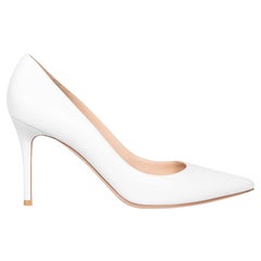 Gianvito Rossi Weiße spitz zulaufende Leder-Pumps mit spitzer Zehe Größe IT 41,5