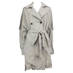 Stella McCartney Grauer Trenchcoat mit Gürtel Größe L