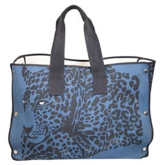 Hermès Navy Leopard Pattern Large Tote Bag