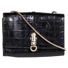 Roberto Cavalli Cavalli Class Black Leather Embossed Mini Bag