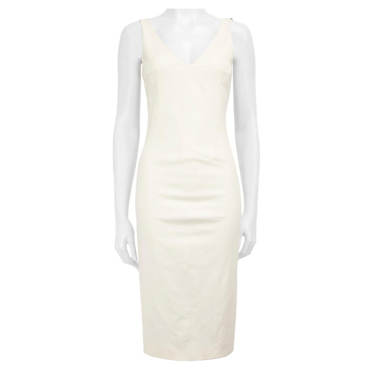 Sportmax White V-Neck Midi Dress Size XS For Sale
