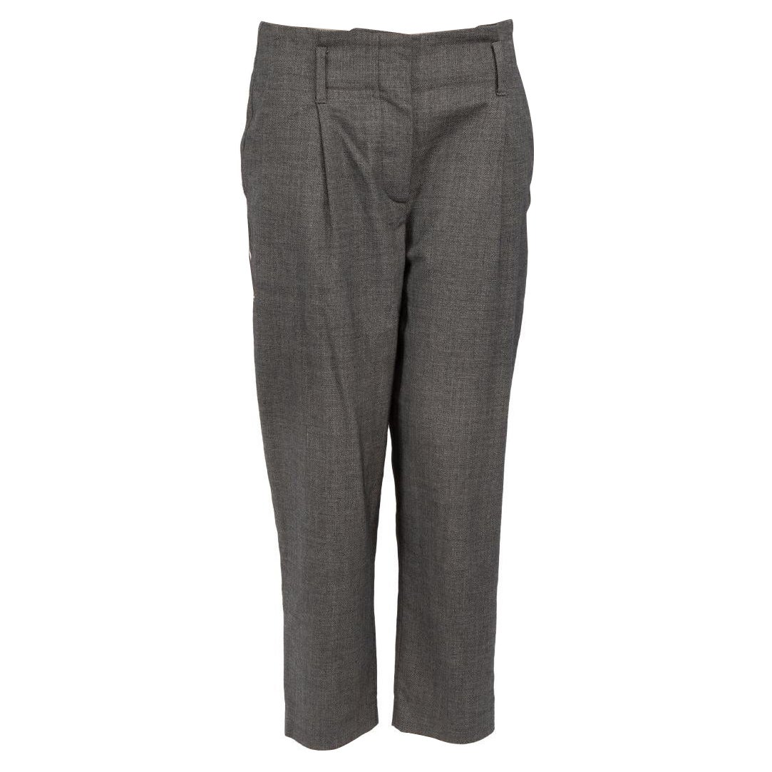Brunello Cucinelli Pantaloni in lana affusolati grigi taglia S