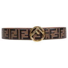 Fendi Brauner Leder Zucca FF Logo Gürtel