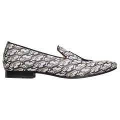 Jimmy Choo Silver Glitter Monogram Loafers Size IT 41