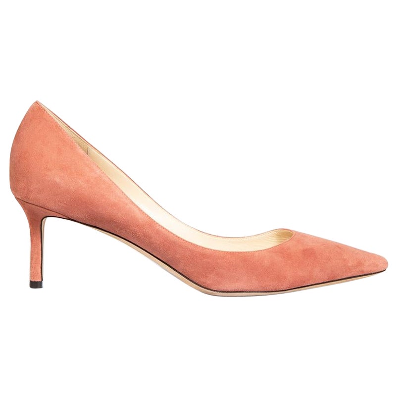Jimmy Choo Pink Suede Romy 60 Pumps Size IT 42 For Sale