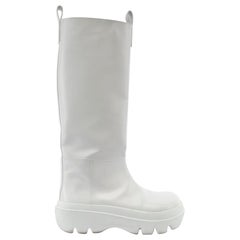 Proenza Schouler Storm White Knee High Leather Boots Size UK 8