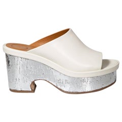 Chloé Ecru Leather Oli Platform Mule Sandals Size IT 40