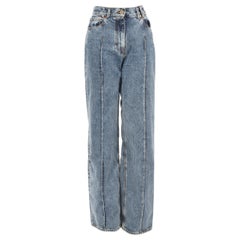Jacquemus Blue Denim Wide Leg High Rise Jeans Size L