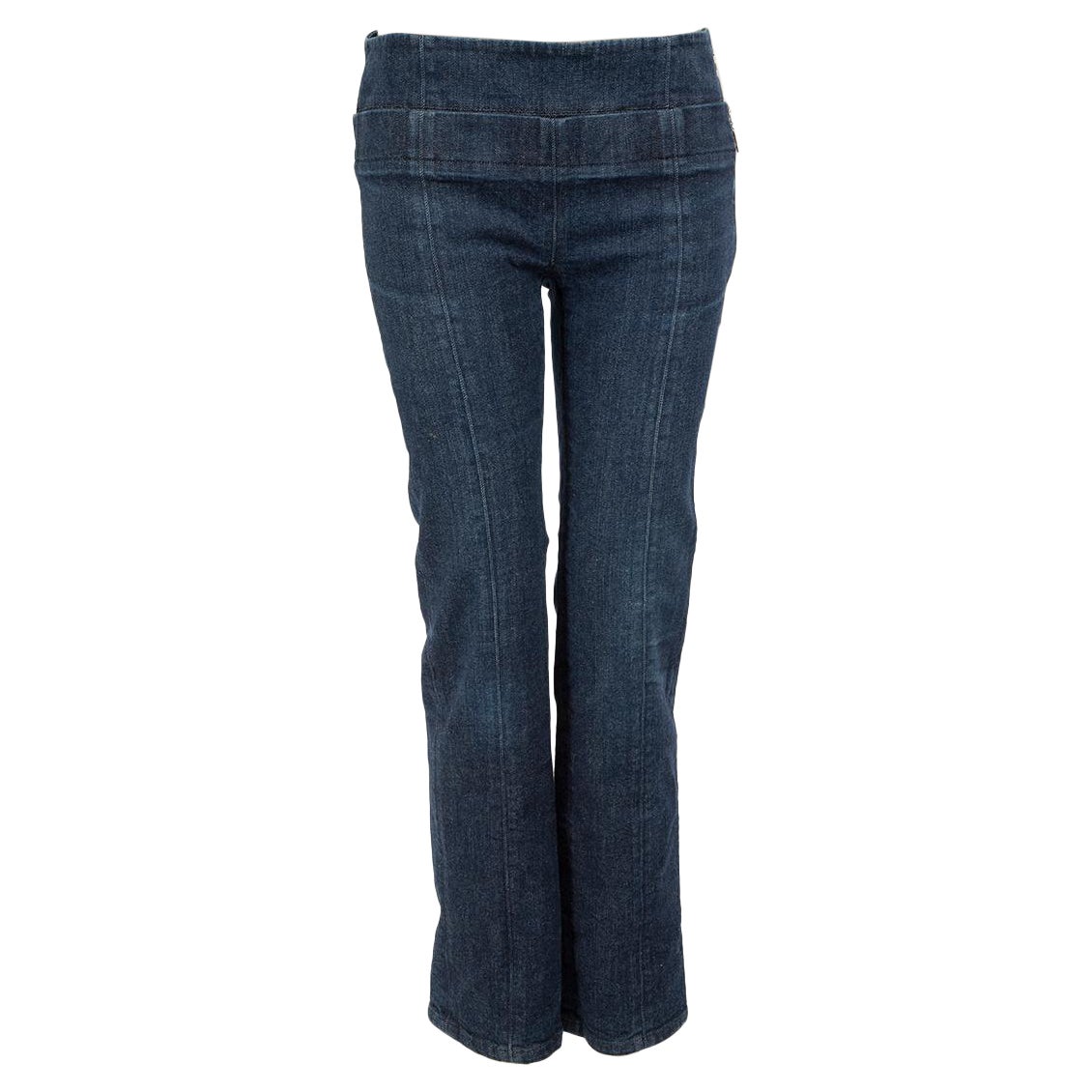 Vaqueros Fendi de mezclilla azul con doble cinturilla Talla M