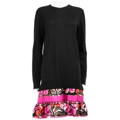 Emilio Pucci Black Wool Tiered Long Sleeve Dress Size L