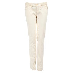 Gucci Ecru Denim geflochtenes Tailleband-Leggings Größe M