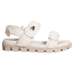 Christian Louboutin White Shearling Lock Sandals Size IT 37