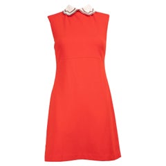 Maje Red Embellished Collar Dress Size S