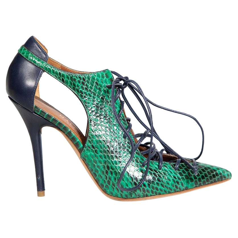Green snakeskin heels online