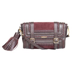 Burberry Burgundy Leather & Suede Shoulder Bag