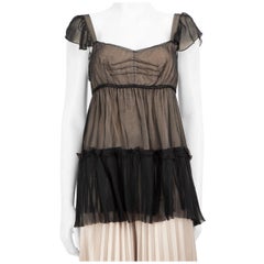 Dolce & Gabbana - Top Baby Doll in chiffon di seta nero taglia L.